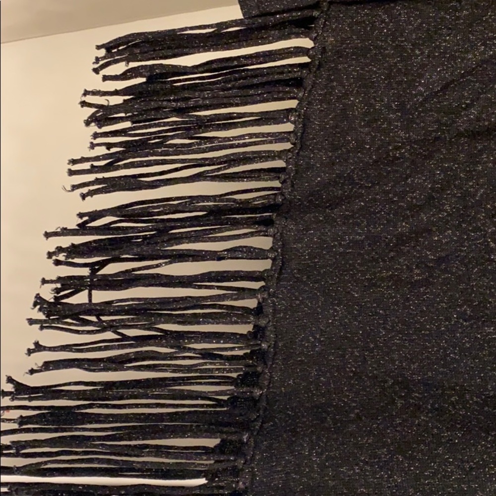 Whbm Black Sparkling Sweater With Fringe - image 2